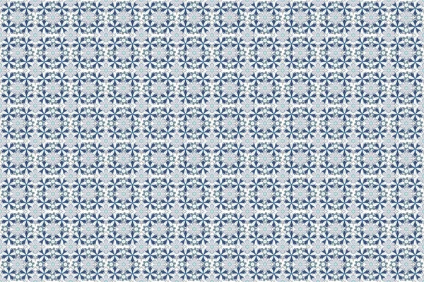 Vintage Gray Blue Elements Eastern Style Raster Seamless Pattern Motley — Stock Photo, Image