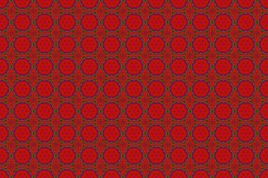 Güzel kırmızı, siyah ve mor el yapımı, dikişsiz raster çizimi. Çiçek ve Mandala elementleriyle kusursuz bir desen..