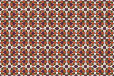 Bir sürü çiçekli hoş, pürüzsüz bir desen. Moda baskıları için zarif bir şablon. Raster Ditsy çiçek stili. Küçük gri, kırmızı ve turuncu çiçekler.