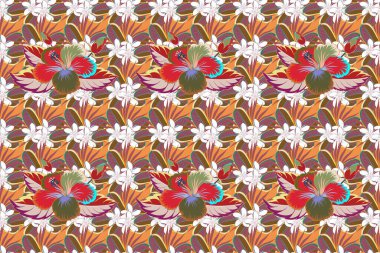 Yatak çarşafları, ceket, paket tasarımı, kumaş ve moda kavramları için tekstil baskısı. Suluboya efektli çiçek arkaplanı. Çiçekler ve yapraklar pembe ve yeşil renklerde kusursuz desen.