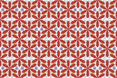 Pembe, turuncu ve kırmızı renkli Raster çiçekleri. Çizgili arkaplanda suluboya desensiz.