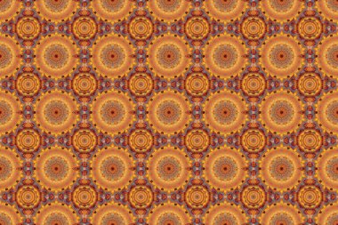 Sarı, turuncu ve kahverengi renklerde pürüzsüz bir süs. Sıkıntılı damask desensiz arkaplan fayansı.