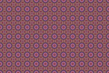Güzel, pürüzsüz bir desen. Arap, Asyalı, sedir motifleri mor, kırmızı ve mor renklerde. Basit kar taneleri pürüzsüz desenler, soyut elementler, dekoratif süsler. Raster illüstrasyonu.