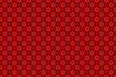 Doğu tarzında bir raster süsü. Metin için tasarım, davetiye kartları, çeşitli baskı sürümleri. Pembe, siyah ve kırmızı elementlerle kusursuz desen.