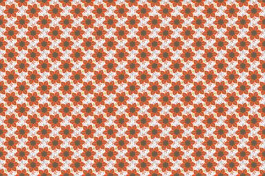 Bej, pembe ve kırmızı renklerle kusursuz bir arkaplan. Küçük çiçekli, pürüzsüz bir desen. El çizimi raster çizimi.