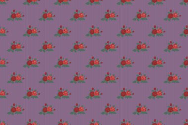 Raster Çiçeksiz desen. Mor, gri ve siyah renkli güllerin arka planı.