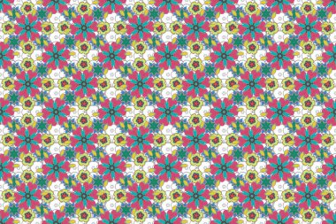 Geleneksel klasik raster deseni gri, sarı ve mavi. Damask tasarımı. Barok tarzında kusursuz desenli doğu süsü..