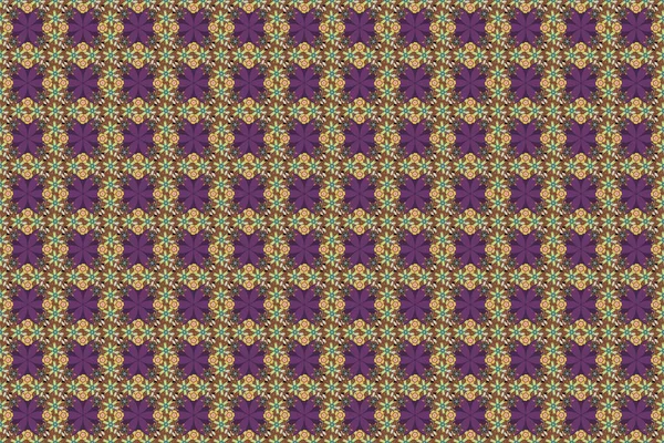 Стокова Ілюстрація Безшовний Візерунок Абстрактних Квітів Коричневого Зеленого Фіолетового Кольорів — стокове фото