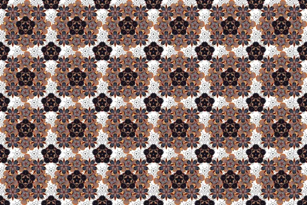 Abstract Elegance Raster Seamless Pattern Flowers Orange Gray Brown Colors — Stock Photo, Image