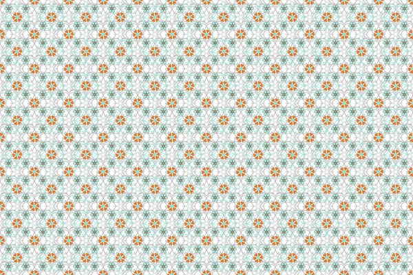 Seamless blue, orange and green vintage pattern. Raster old moroccan, arabian and turkish ornaments.