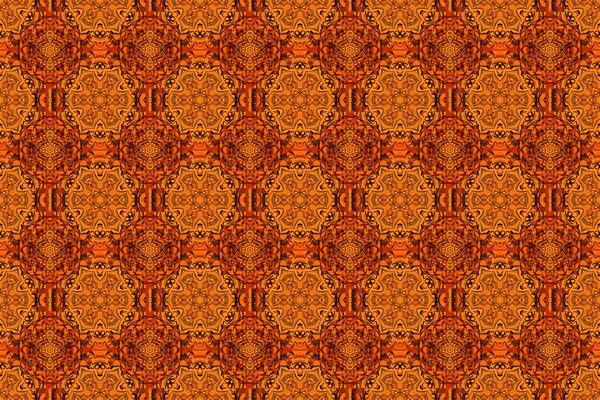Ikat Damask Безseamask Pattern Background Tile Оранжевым Коричневым Красным Цветами — стоковое фото