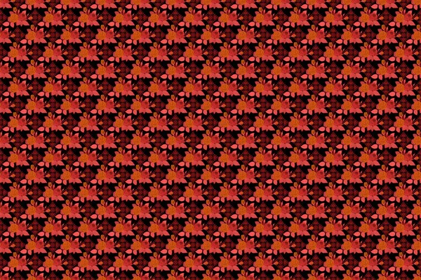 Бесшовный Рисунок Коричневыми Красными Оранжевыми Цветами Роз Растровые Цветочные Иллюстрации — стоковое фото