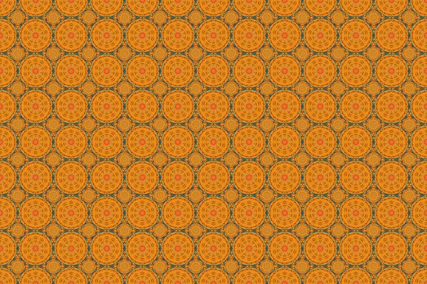 Halılar, tekstil, duvar kağıtları ve herhangi bir yüzey için şablonlar. Doğulu, çiçekli bir süs. Turuncu, sarı ve yeşil süslemelerden oluşan pürüzsüz bir desen..