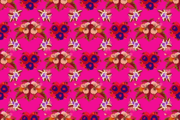 Aloha Hawaiian Shirt Raster Sem Costura Hibiscus Pattern Vermelho Magenta — Fotografia de Stock