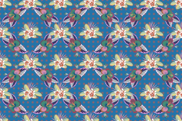 Optikai Illúzió Zökkenőmentes Textúra Virágdísz Kék Rózsaszín Színekben Raszter Illusztráció — Stock Fotó