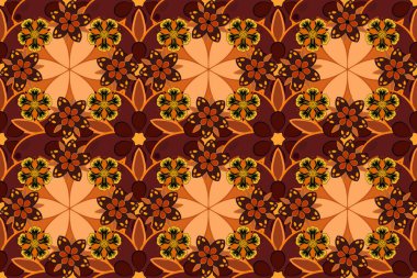 Web sayfaları için romantik bir geçmiş, düğün davetiyeleri, tekstil, duvar kâğıdı. Kahverengi, sarı ve turuncu renklerde kusursuz suluboya desenler..