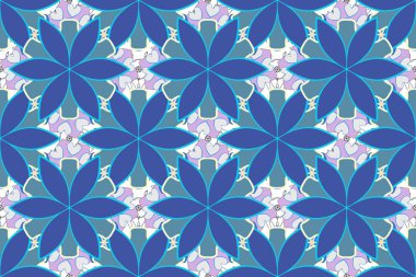 Çizgili arka planda dikişsiz suluboya desen. Raster çiçek desenleri gri ve mavi renklerde..