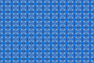 Elin kusursuz deseni, mor, mavi ve gri renkte pek çok küçük çiçek çizdi. Raster illüstrasyonu.