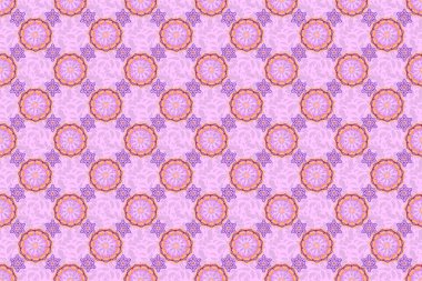 Klasik lüks damaske süsü. Duvar kağıtları, tekstil ve ambalaj için kraliyet Victoria dönemi kusursuz dokusu. Enfes bir barok şablonu. Raster damaske turuncu, mor ve pembe renklerle kusursuz desen.