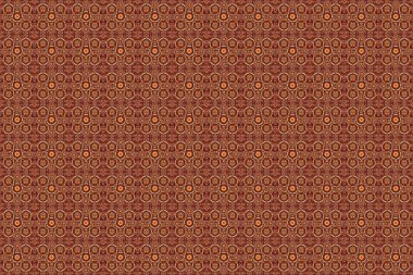 Grafiksel modern model. Kusursuz raster arka plan. Turuncu, kahverengi ve kırmızı desenli. Arap tarzında soyut desen.