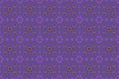 Mor, mor ve turuncu renklerde kusursuz soyut elementler. Damask raster klasik desen. Renkli yinelenen elementlere sahip oryantasyon arkaplanı.