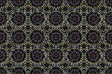 Raster illüstrasyonu. Barok klasik çiçek desenli gri ve yeşil renklerde, pürüzsüz desen. Şatafatlı klasik süs, duvar kağıtları, baskı, tekstil veya kumaş için kraliyet Victoria dönemi dokusu.