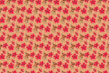 Raster çizimi iç tasarım, baskı, web ve tekstil tasarımı için iyidir. Plumeria çiçekleriyle optik yanılsama. Kahverengi, turuncu ve pembe renklerde çiçeklerin kusursuz dokusu.