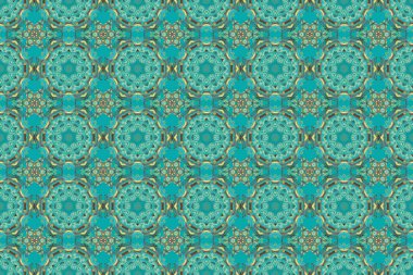 Soyut geometrik desen. Eşkenar dörtgen ve düğümlerle biçimlendirilmiş arkaplan. Geometrik dikişsiz desen. Raster yeşil ve mavi doku.