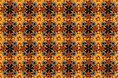 Siyah, sarı ve turuncu elementlerin kusursuz deseni.
