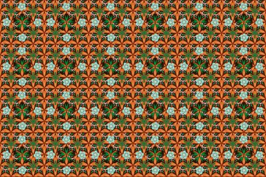 Kahverengi ve turuncu renklerde çiçek ve yapraklı kusursuz çiçek deseni..