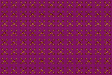 Raster illüstrasyonu. Siyah, mor ve kırmızı renklerde küçük çiçeklerin olduğu pürüzsüz bir desen. Soyut çiçekler.