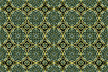 Duvar kâğıdı barok, pürüzsüz raster arkaplan, gri, yeşil ve sarı arka planda. Çiçeksiz desen.