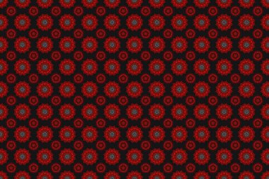 Sorunlu damasküler desensiz arka plan fayansları. Siyah, kırmızı ve gri renklerde pürüzsüz süsler..