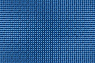 Mavi ve gri renklerde, klasik, dikişsiz desen. El yazısı tesisat çiçekleri, pullar, anahtarlar..