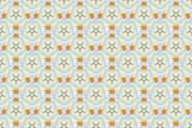 Kusursuz klasik raster sarısı, bej ve mavi desenli. Geleneksel oryantasyon süsü.