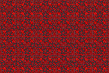 Çiçek duvar kağıtları gri, kırmızı ve siyah renklerde. Kumaş, tekstil ve ambalaj kağıtları için dekoratif süs. Raster çizgili, desensiz desenli şal desenli. Geleneksel doğulu dikişsiz şal deseni.