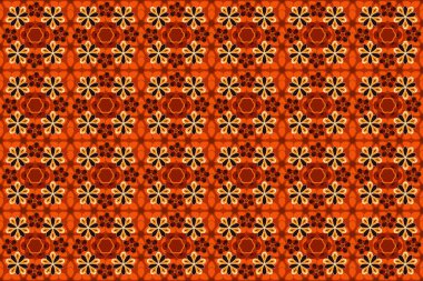 Eski bir süs. Raster illüstrasyonu. Basit, pürüzsüz desen - kahverengi, turuncu ve sarı elementler.