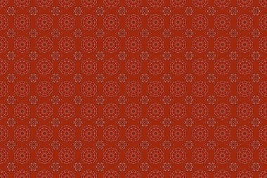 Gülümseyen kahverengi, kırmızı ve siyah kar taneleri pürüzsüz desenli. Noel ve Yeni Yıl teması. Sevimli raster kış tasarımı. Daireler ve noktalarla süslenmiş kar taneleri.