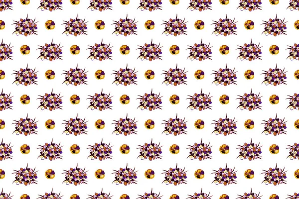 Abstract Leuke Bloemenprint Blauwe Oranje Bruine Kleuren Rasterillustratie Heldere Mooie — Stockfoto