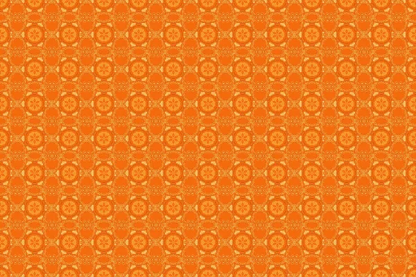 Raster Illustration Damask Seamless Floral Background Pattern Orange Black Yellow — Stock Photo, Image