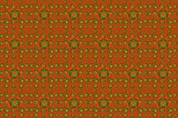 Nahtloses Muster Mit Gelben Orangen Und Grünen Elementen Locken Und — Stockfoto