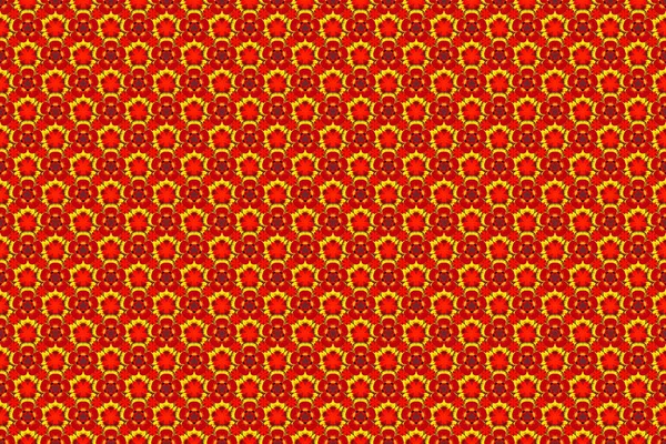 Vintage Red Yellow Orange Seamless Pattern Abstract Ornament Brocade Textile — Stock Photo, Image