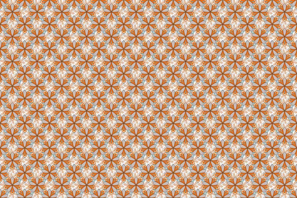 あなたのデザインのためのラスターグレー 青とオレンジのパターン 包装紙 布や繊維のための近代的な幾何学的なシームレスパターン ヴィンテージオーナメント — ストック写真
