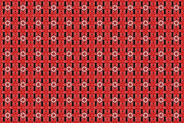 Akvarel Bezešvný Vzor Květy Červené Černé Barvě Krásný Rastrový Vzor — Stock fotografie