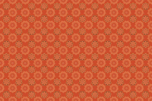 无缝隙豪华羊毛绒与三角鳞片 具有棕色 橙色和红色元素的栅格图案对你的创造力有帮助 — 图库照片