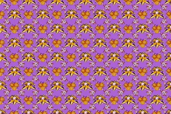 Floral raster. Raster illustration. Tropical floral with purple, yellow and violet hibiscus flowers.
