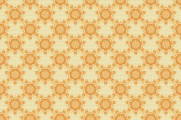 Raster Sketch Motley Ornament Seamless Pattern Beige Orange Yellow Colors — Stock Photo, Image