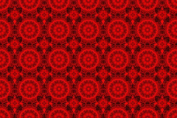 Raster Illustration Damask Seamless Floral Background Pattern Red Black Colors — Stock Photo, Image