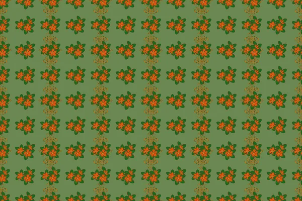 Patrón Floral Sin Costuras Moda Colores Marrón Verde Naranja Raster — Foto de Stock