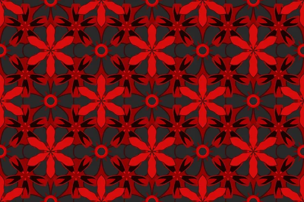 Abstrakte Schwarze Und Rote Elemente Raster Glänzende Metalloberfläche Nahtloses Muster — Stockfoto